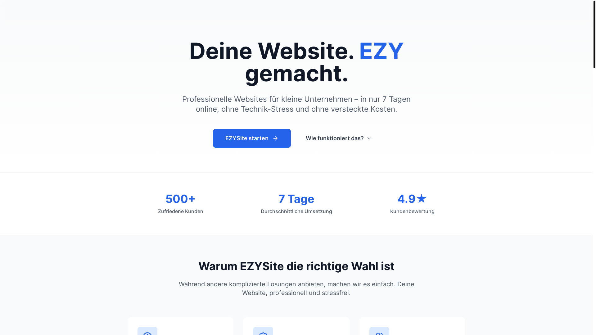 website screenshot of https://ezysite.de/