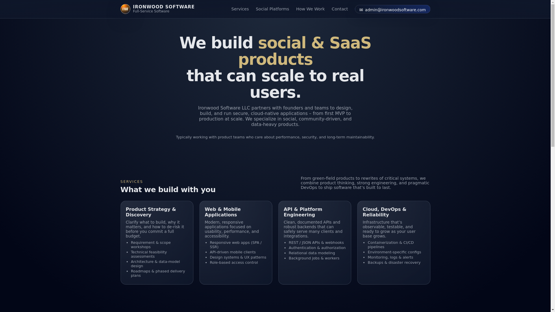 website screenshot of https://ironwoodsoftware-daz.pages.dev/
