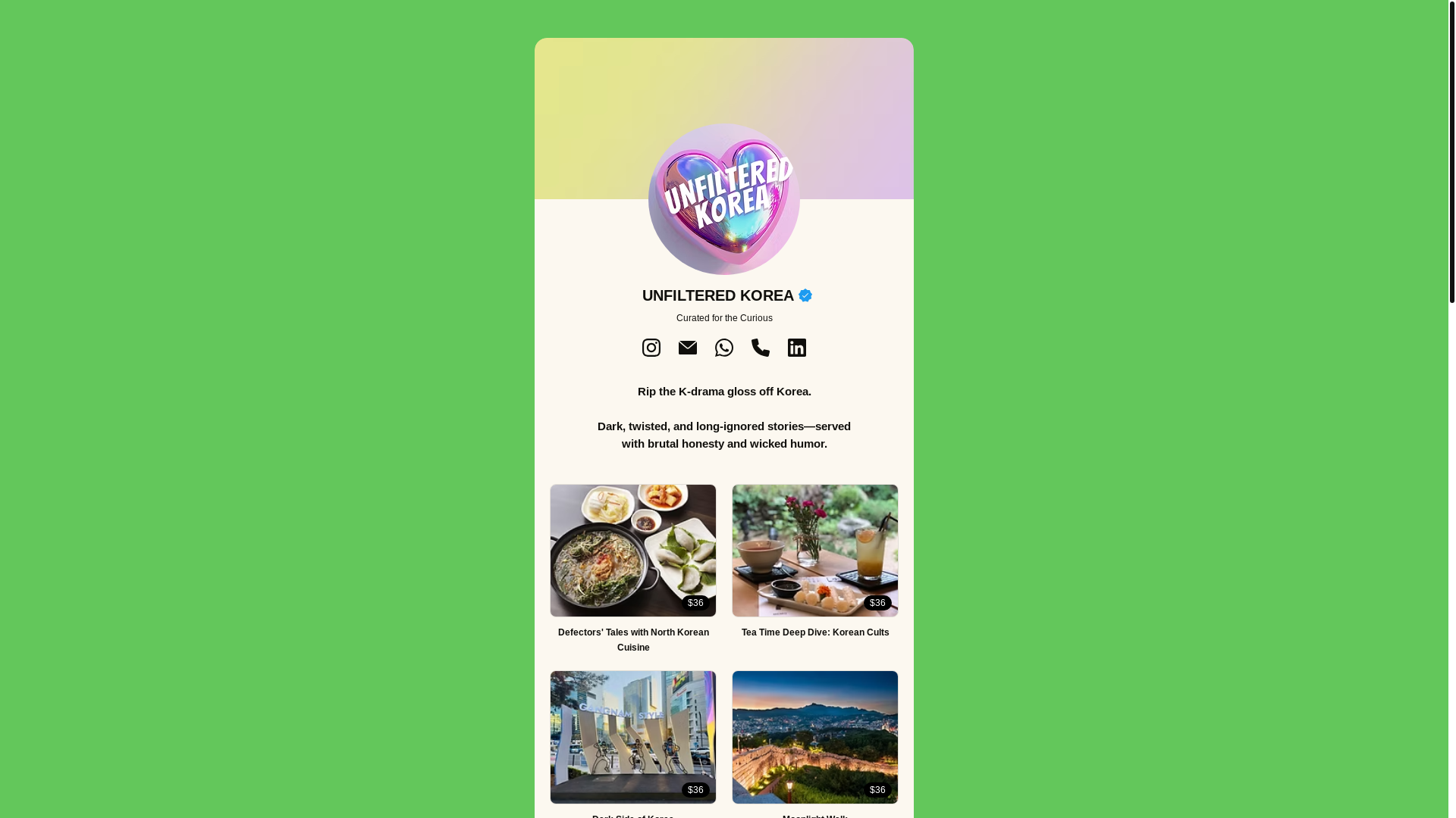website screenshot of https://unfilteredkorea.com/