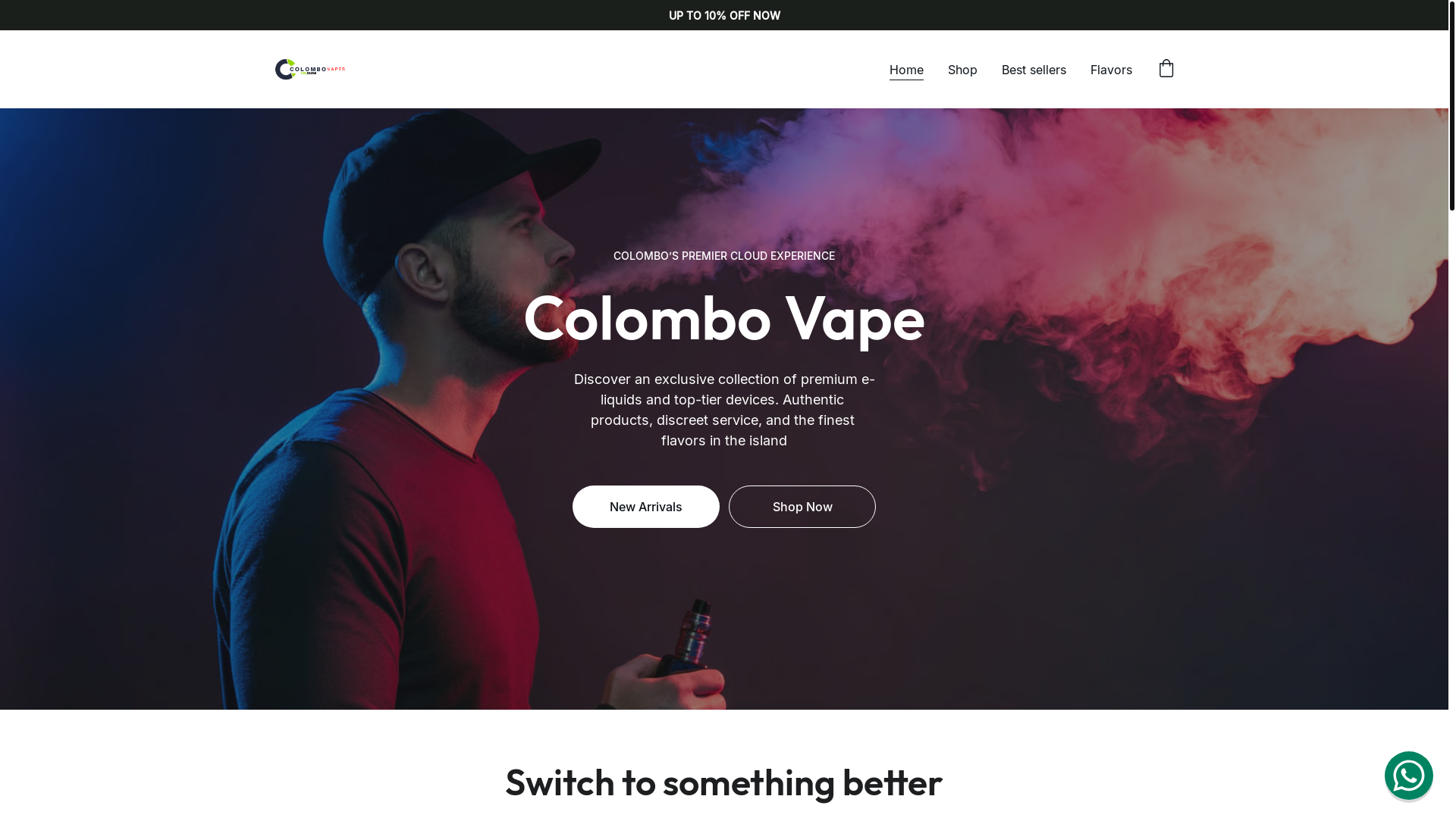 website screenshot of https://colombovapes.com/