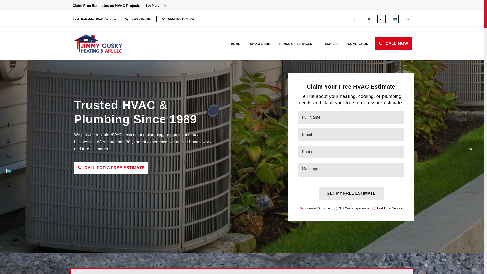 website screenshot of https://guskyheatingandair.com/