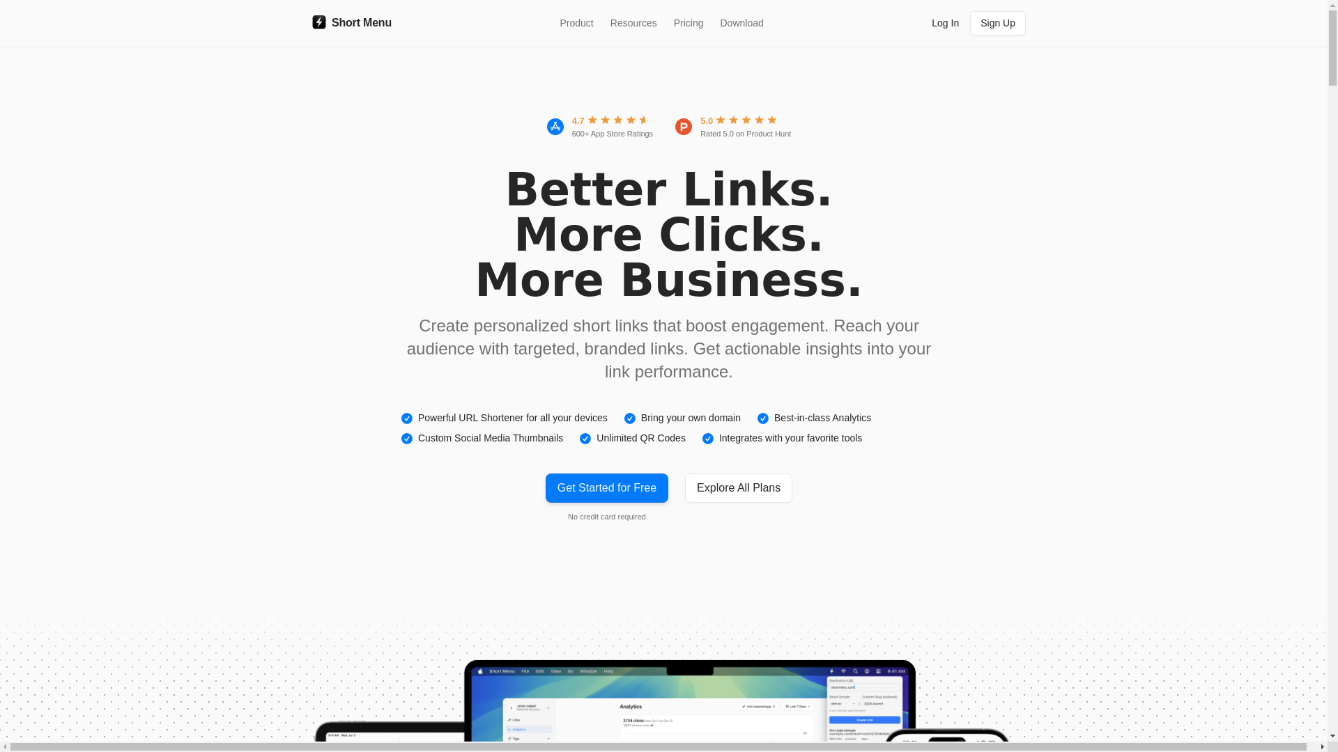 website screenshot of https://short-menu-landingpage.pages.dev/
