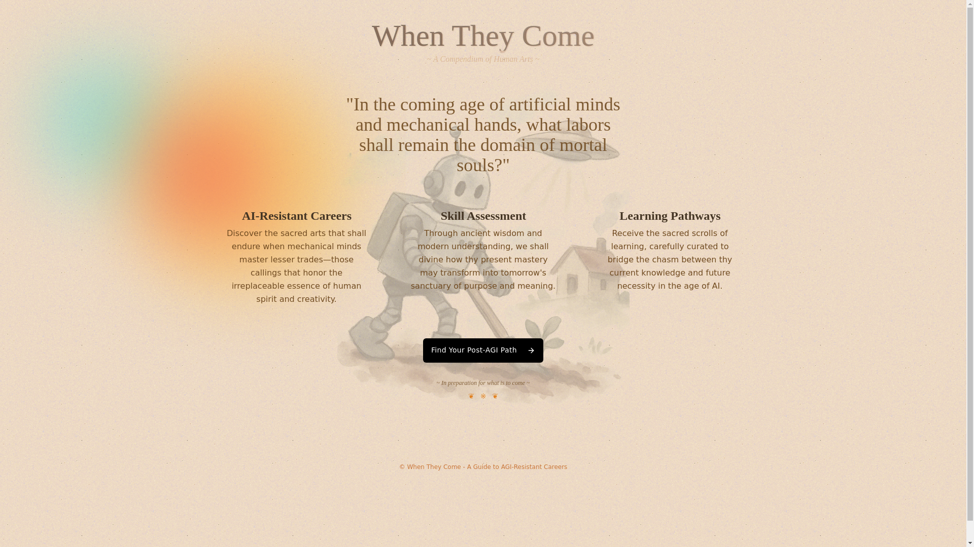 website screenshot of https://whentheycome.life/