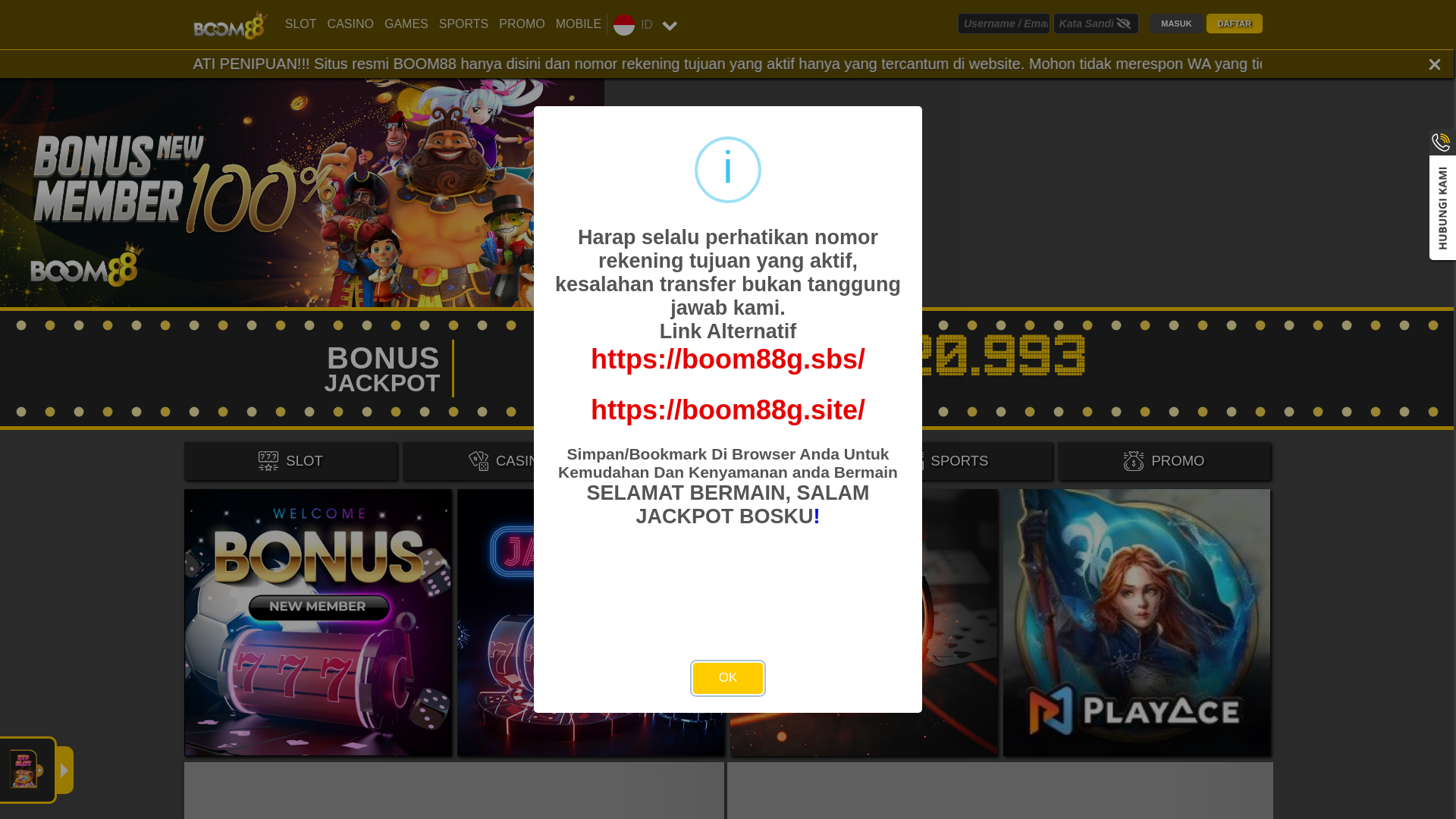 website screenshot of https://boom88g.rest/