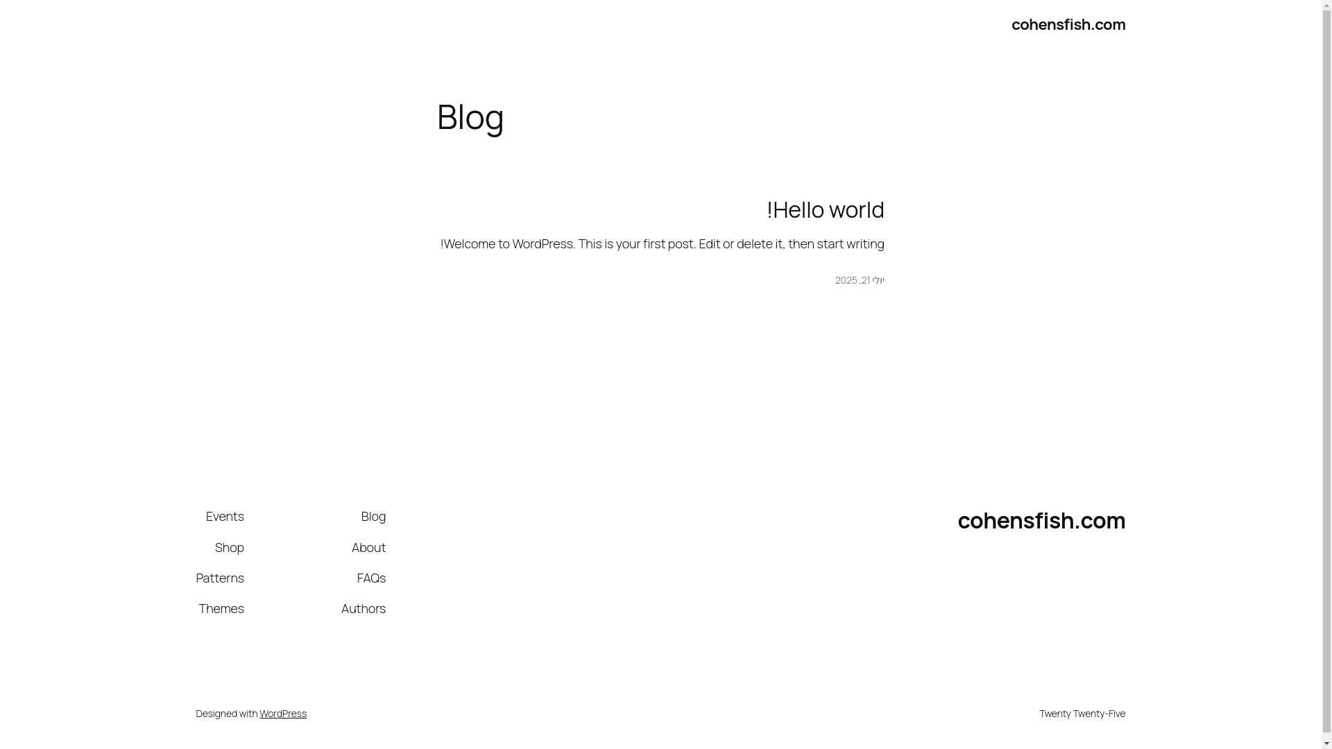 website screenshot of https://cohensfish.com/