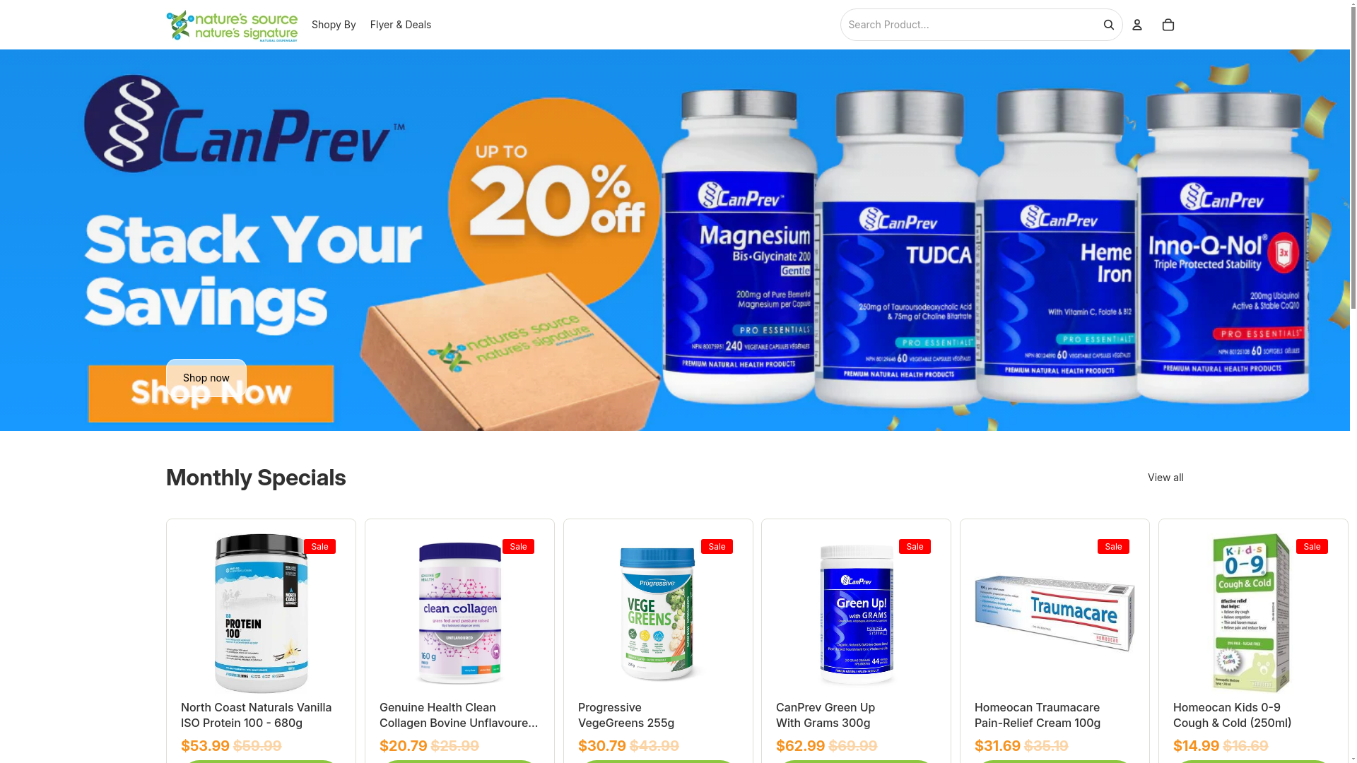 website screenshot of https://naturessourceusa.com/