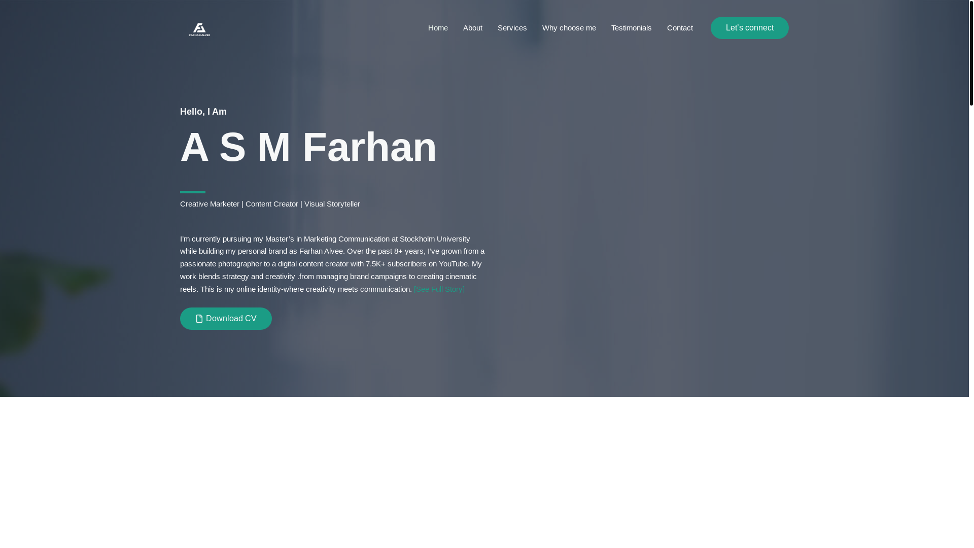 website screenshot of https://farhanalvee.com/