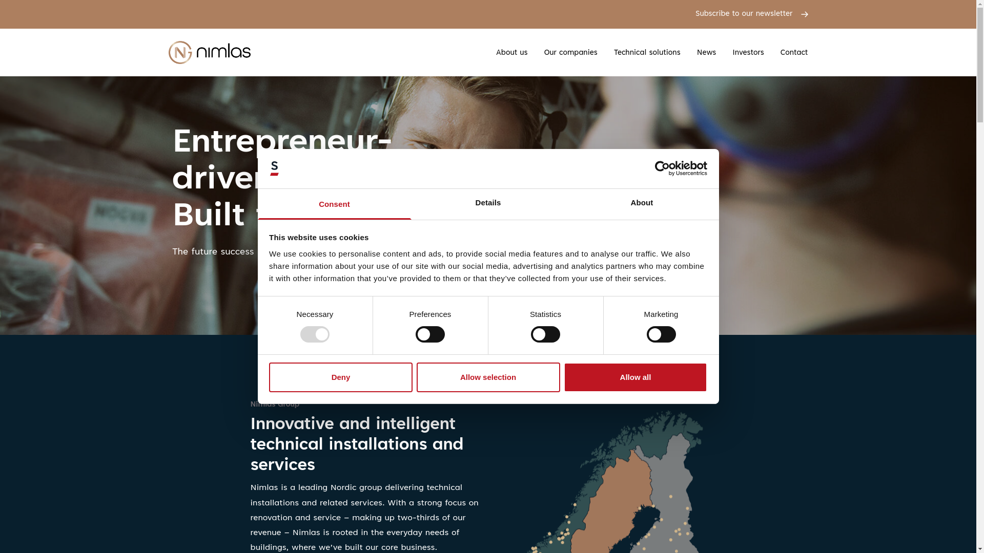 website screenshot of https://nimlas-group.com/