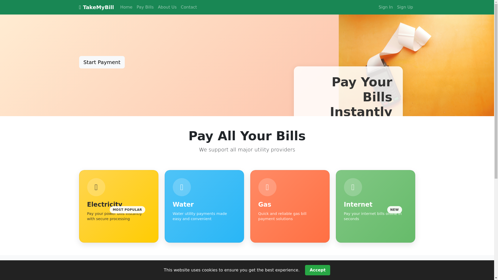 website screenshot of https://takemybill.com/