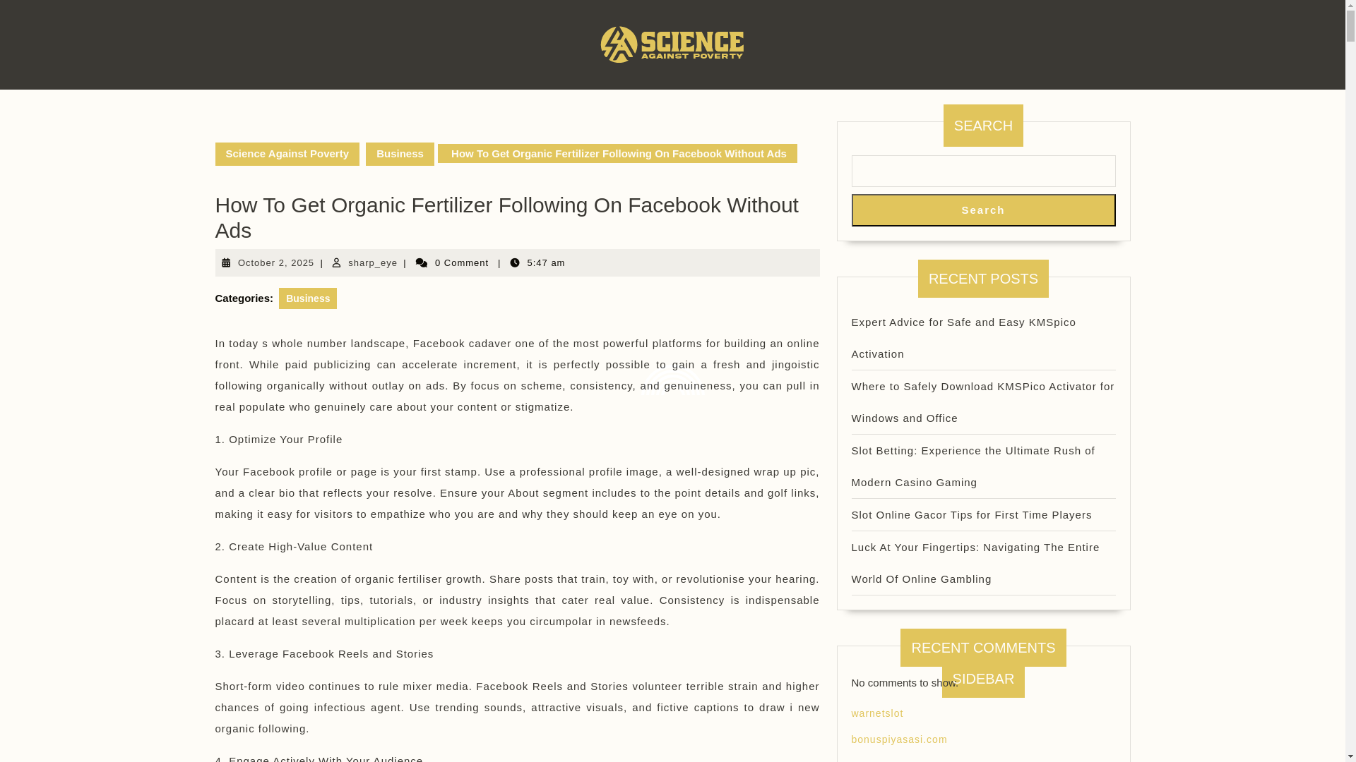 website screenshot of https://scienceagainstpoverty.com/how-to-get-organic-fertilizer-following-on-facebook-without-ads/
