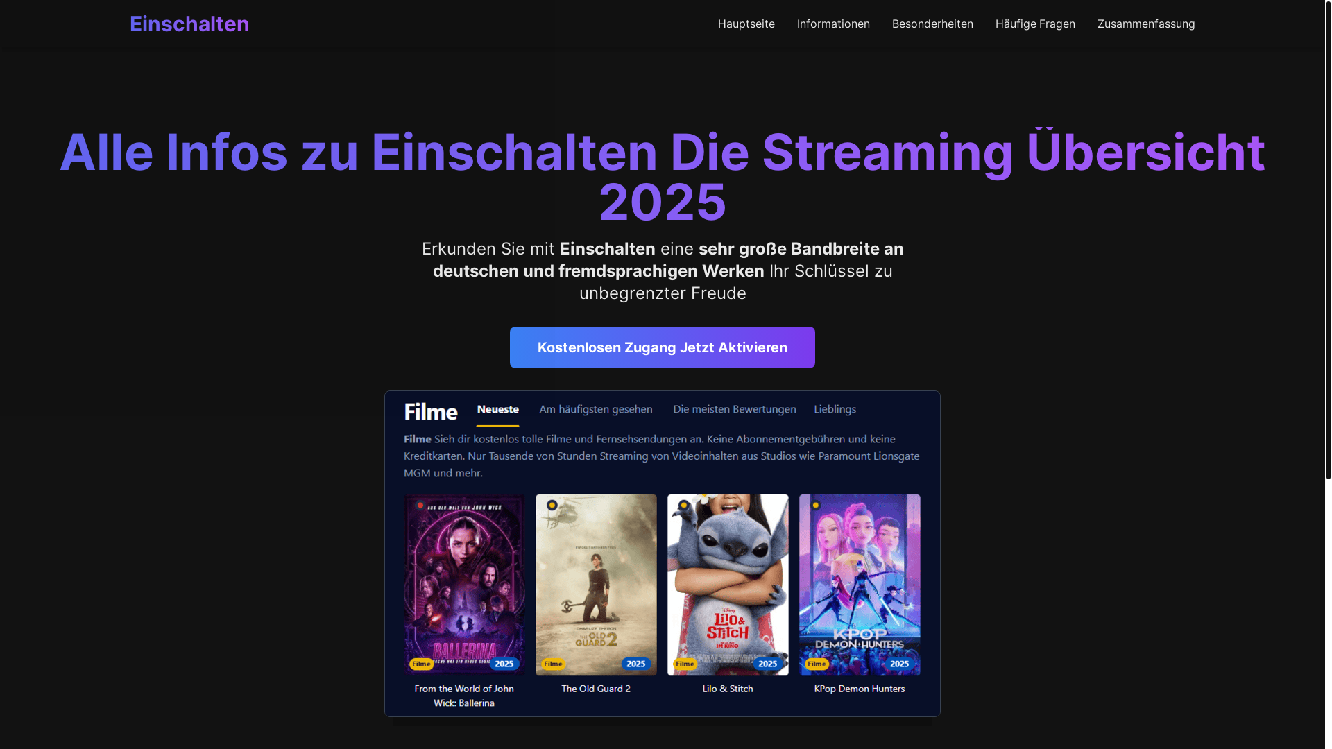 website screenshot of https://einschalten-i2o5.pages.dev/