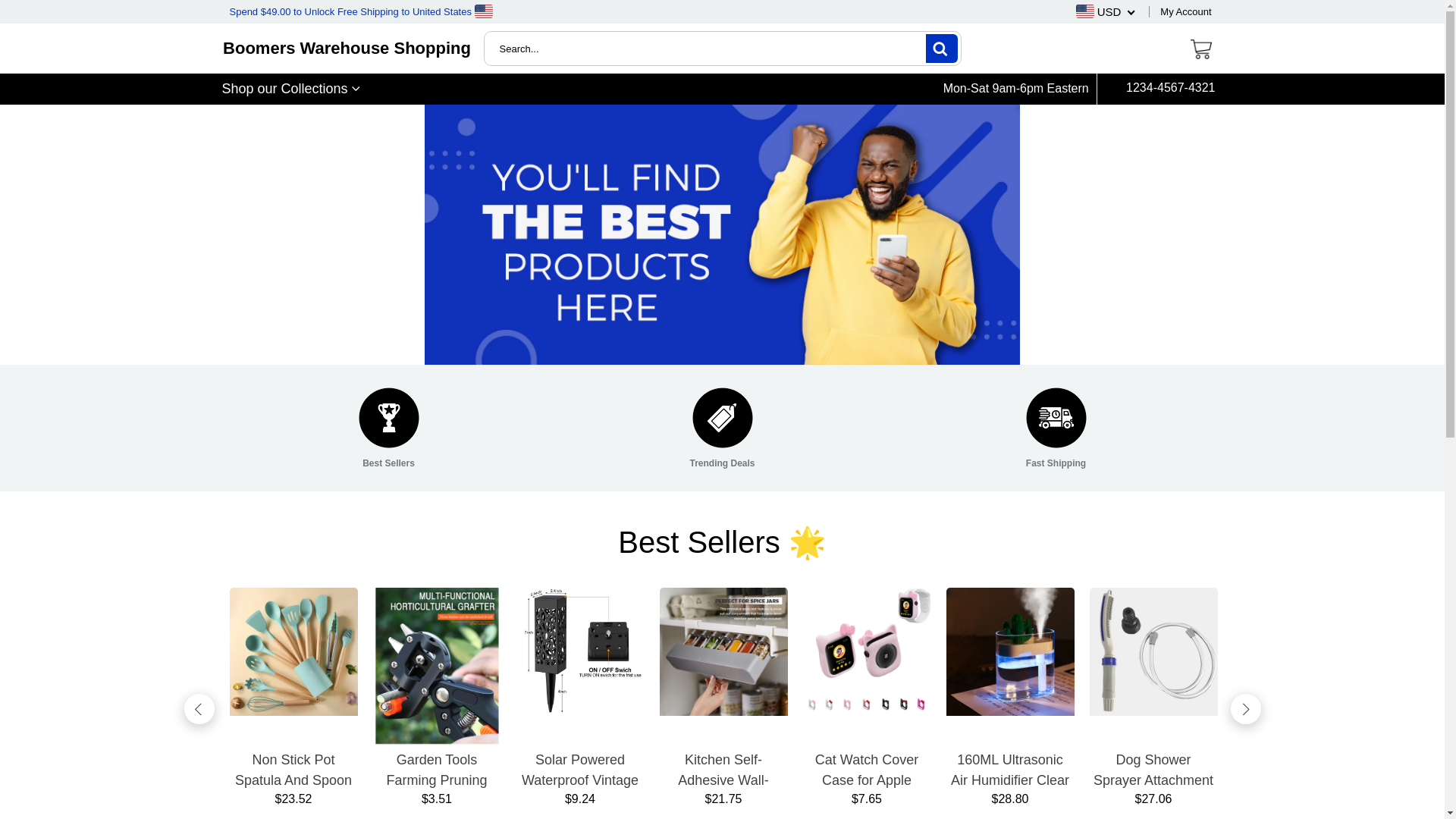 website screenshot of https://boomerswarehouseshopping.com/