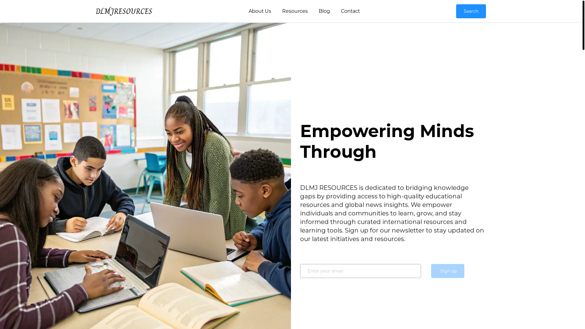 website screenshot of https://dlmjresources.com/