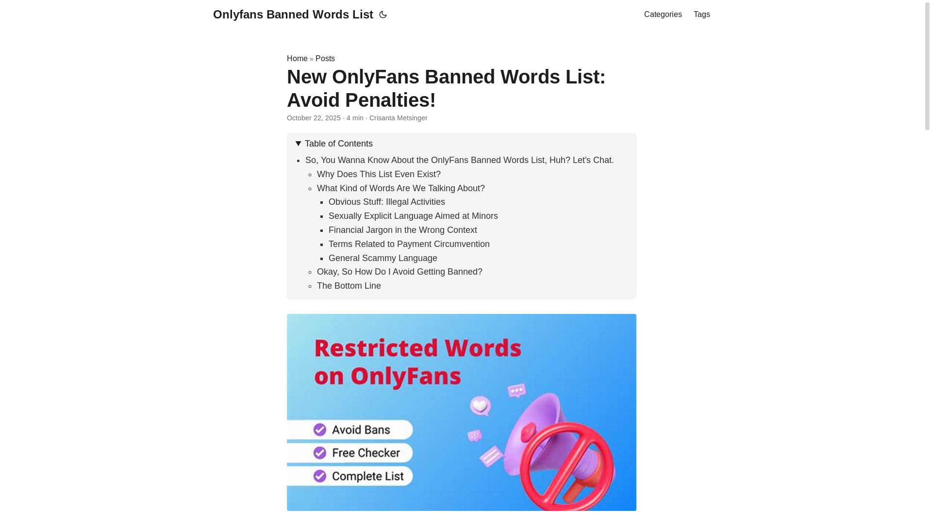 website screenshot of https://onlyfans-banned-words-list.pages.dev/
