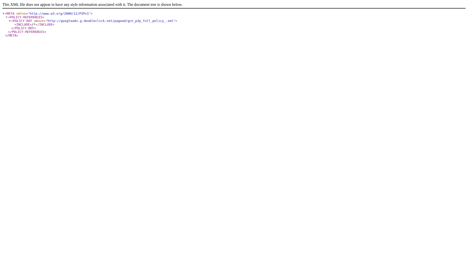 website screenshot of https://googleads.g.doubleclick.net/pagead/gcn_p3p_.xml