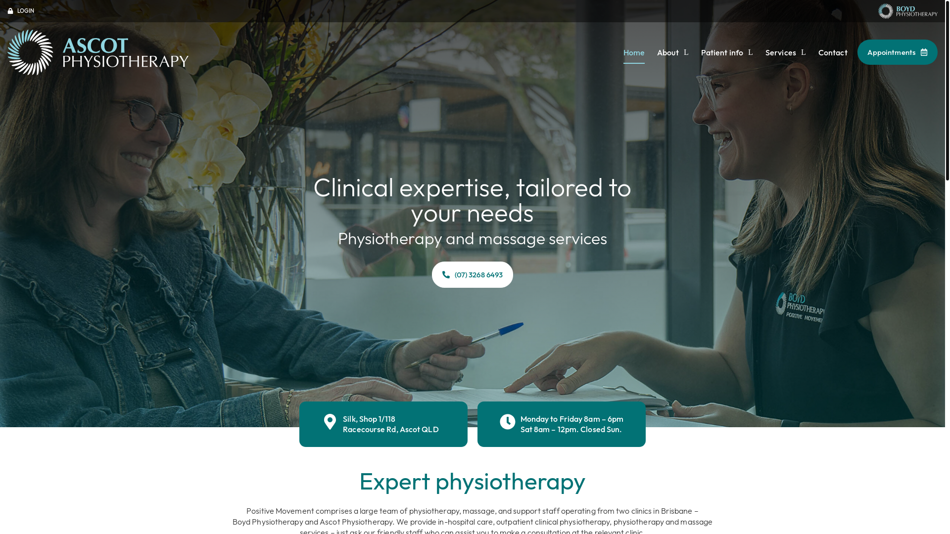 website screenshot of https://ascotphysiotherapy.com.au/