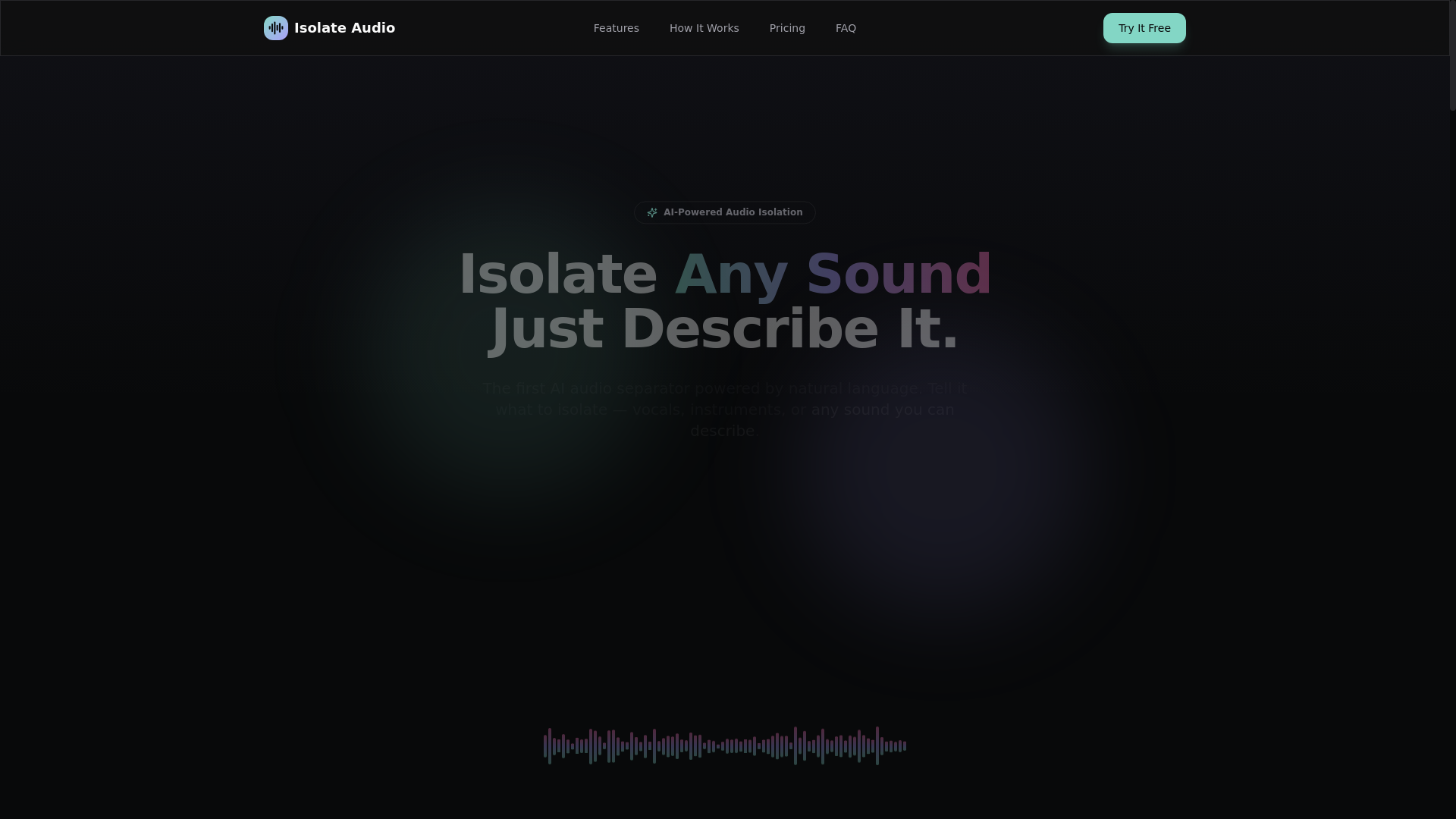 website screenshot of https://isolate.audio/