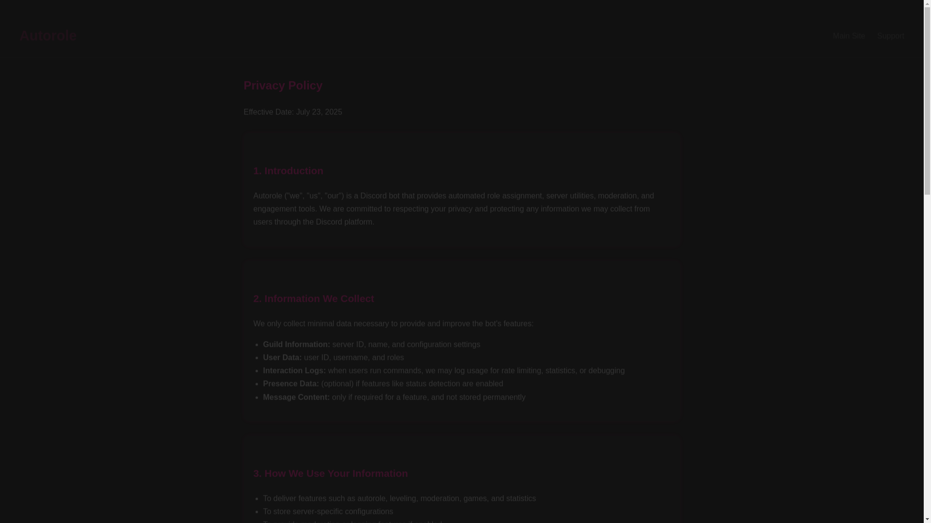 website screenshot of https://autorole-privacy.pages.dev/