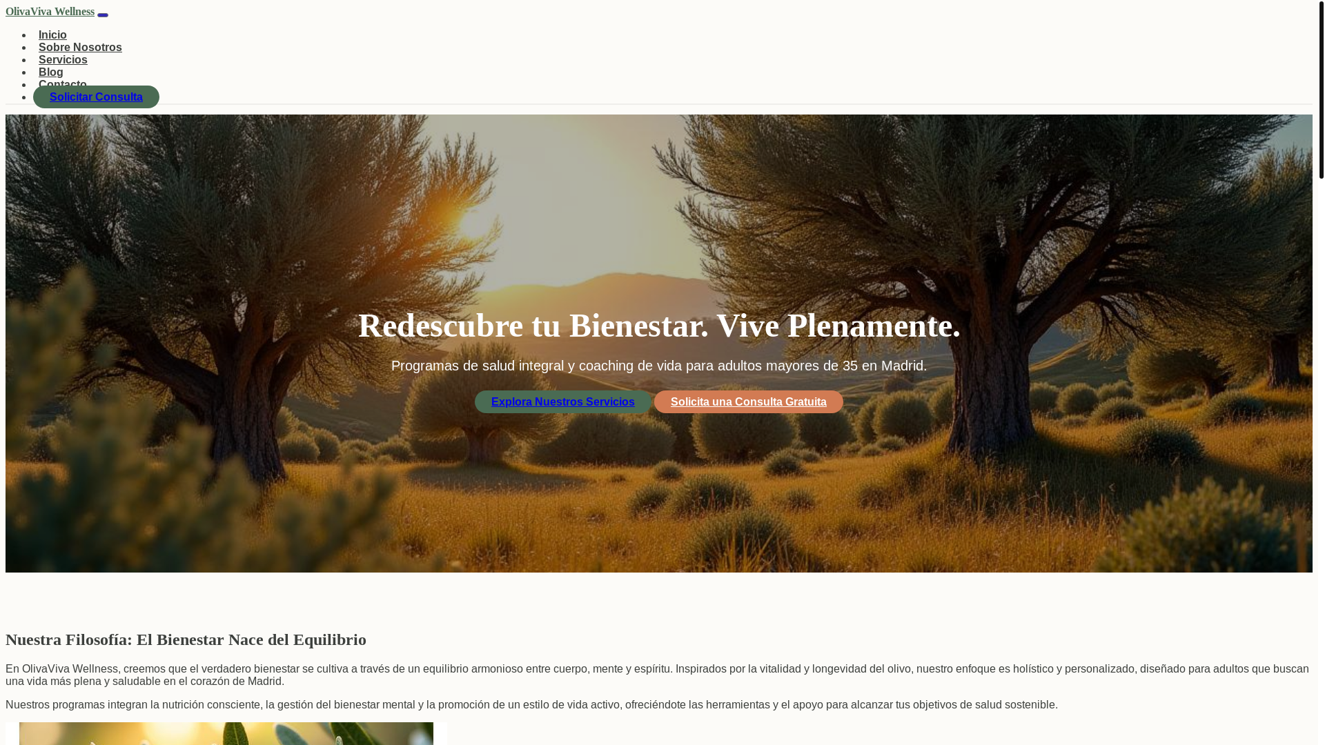 website screenshot of https://olivavivawellness.com/
