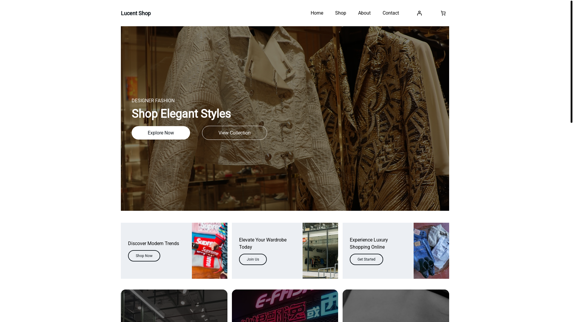 website screenshot of https://lucentshop.org/