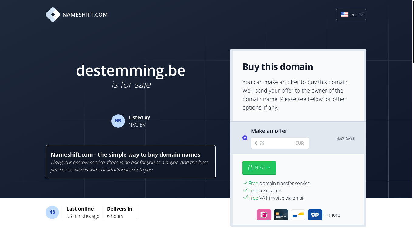 website screenshot of https://destemming.be/