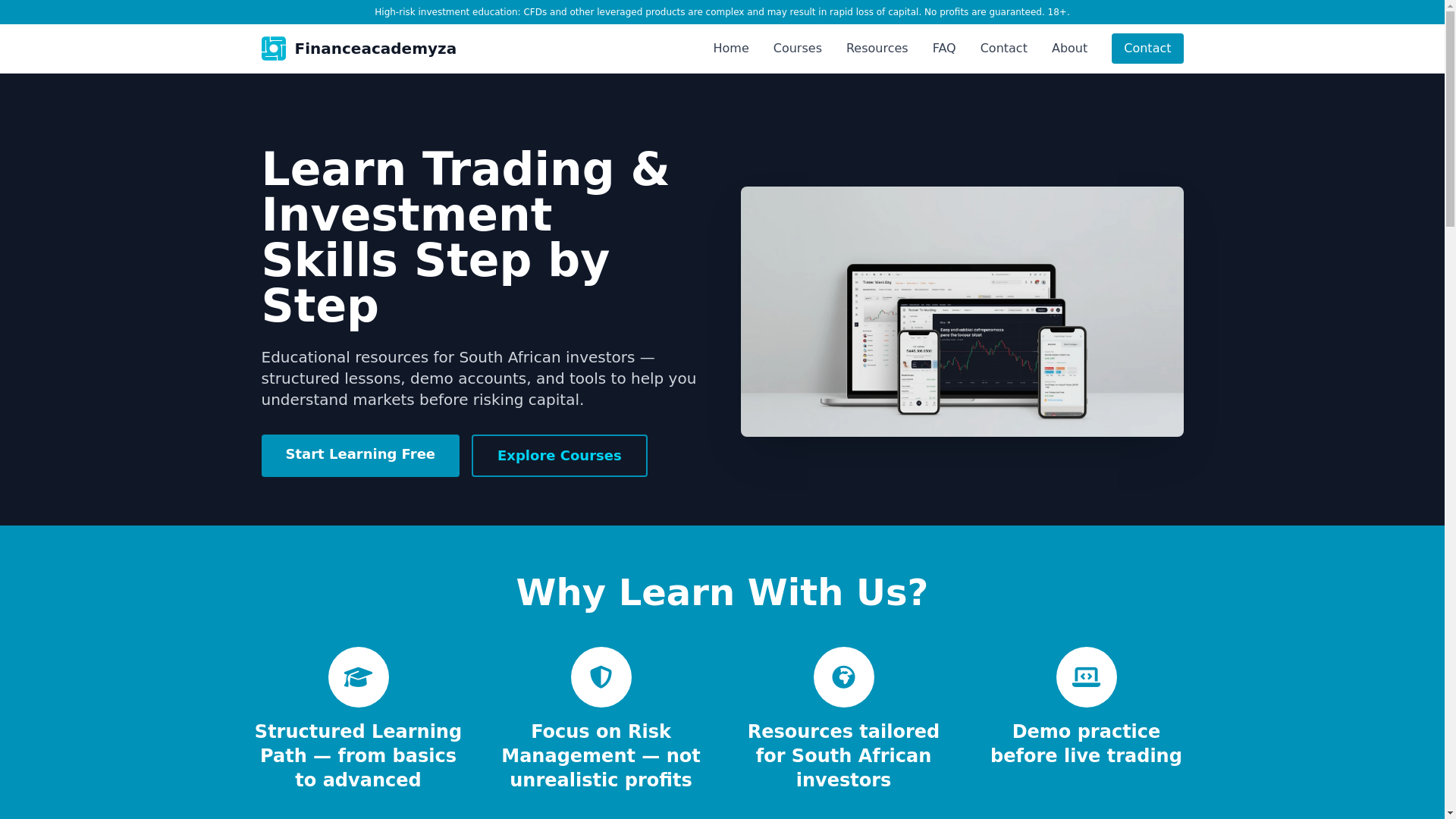 website screenshot of https://financeacademyza.info/