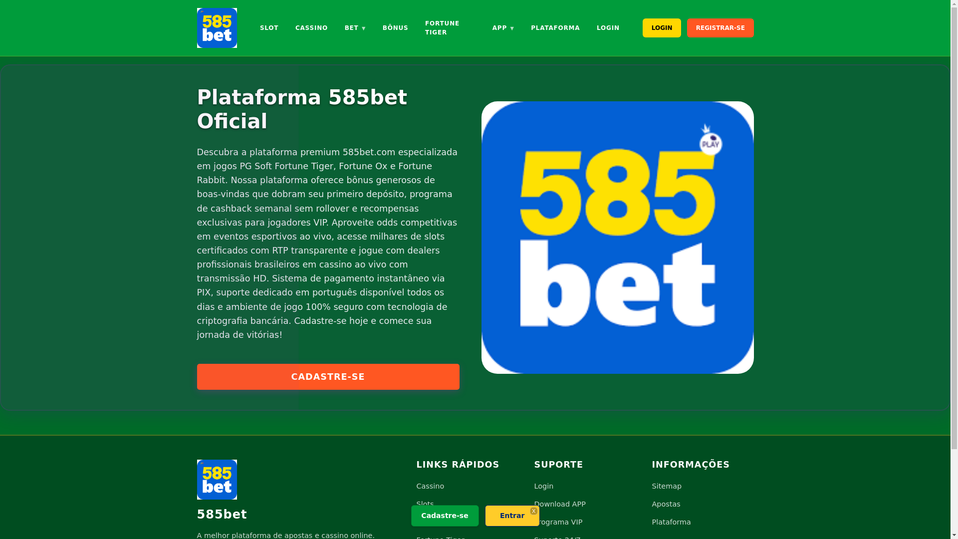 website screenshot of https://585betslot.com.br/