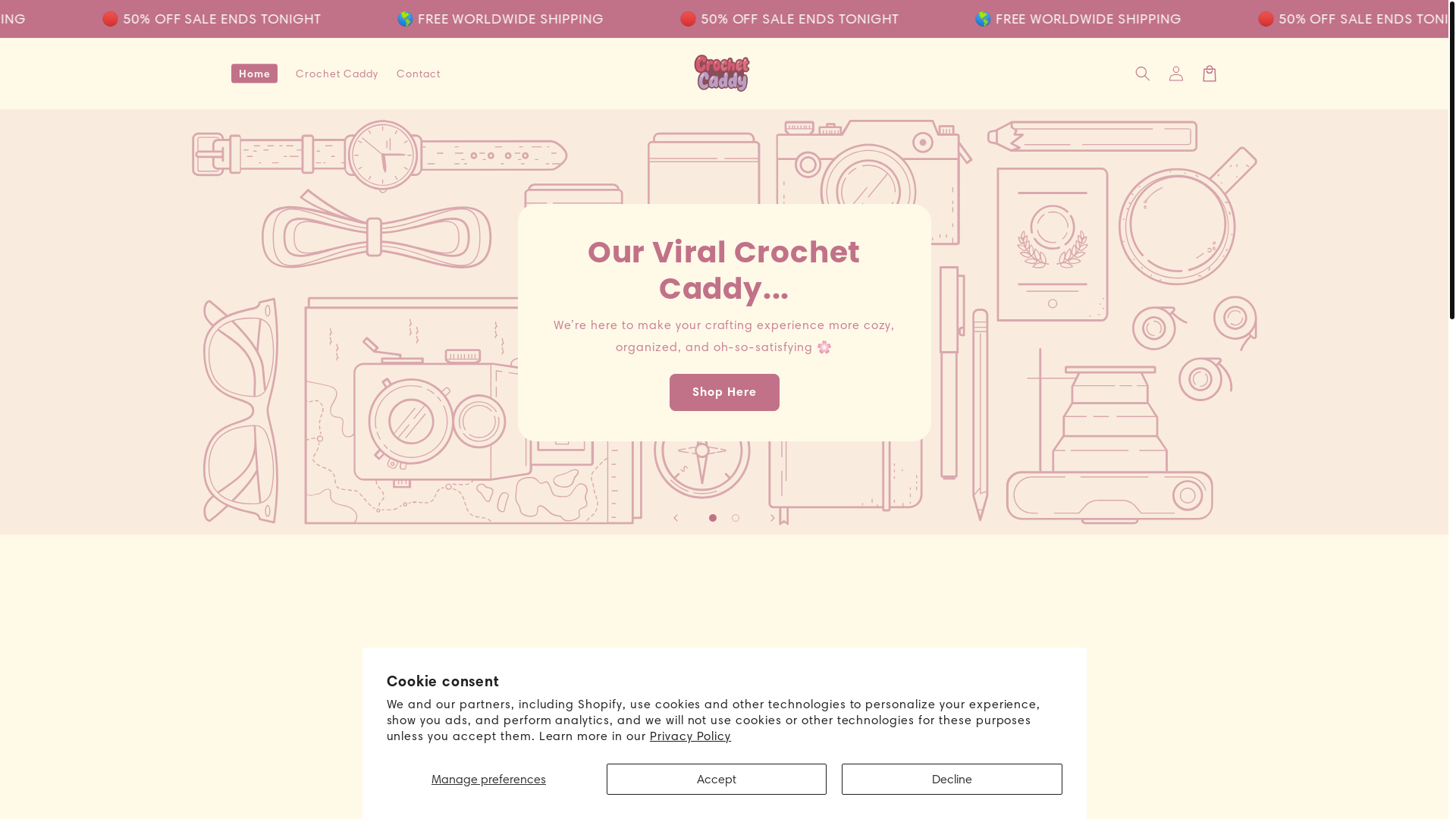 website screenshot of https://crochetcaddy.store/