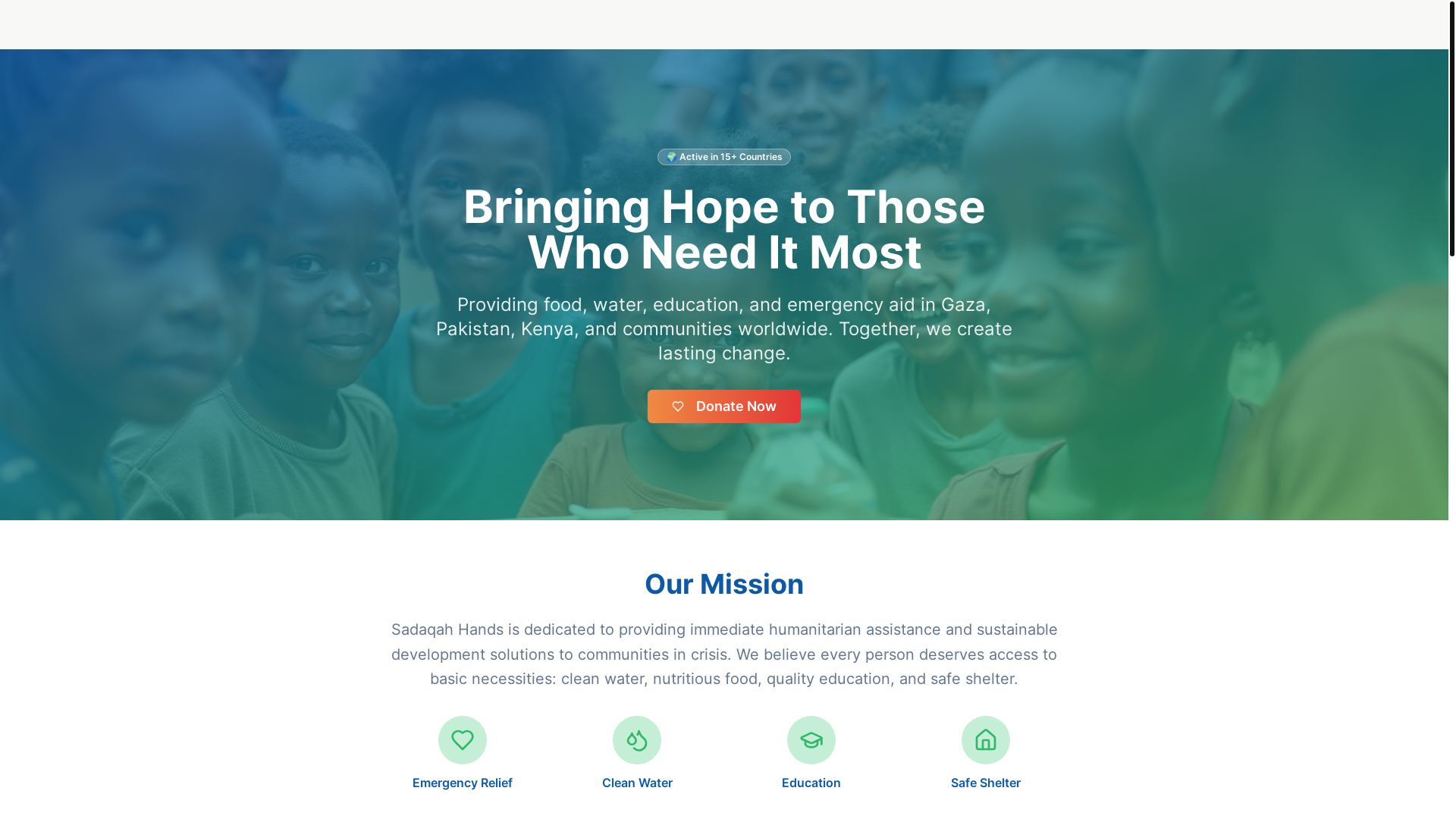website screenshot of https://sadaqah-hands.com/