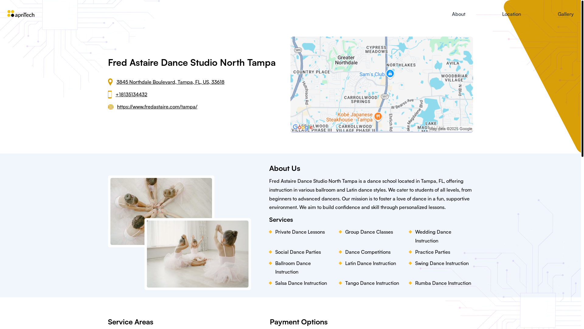 website screenshot of https://fredastairedancestudionorthtampa.online/