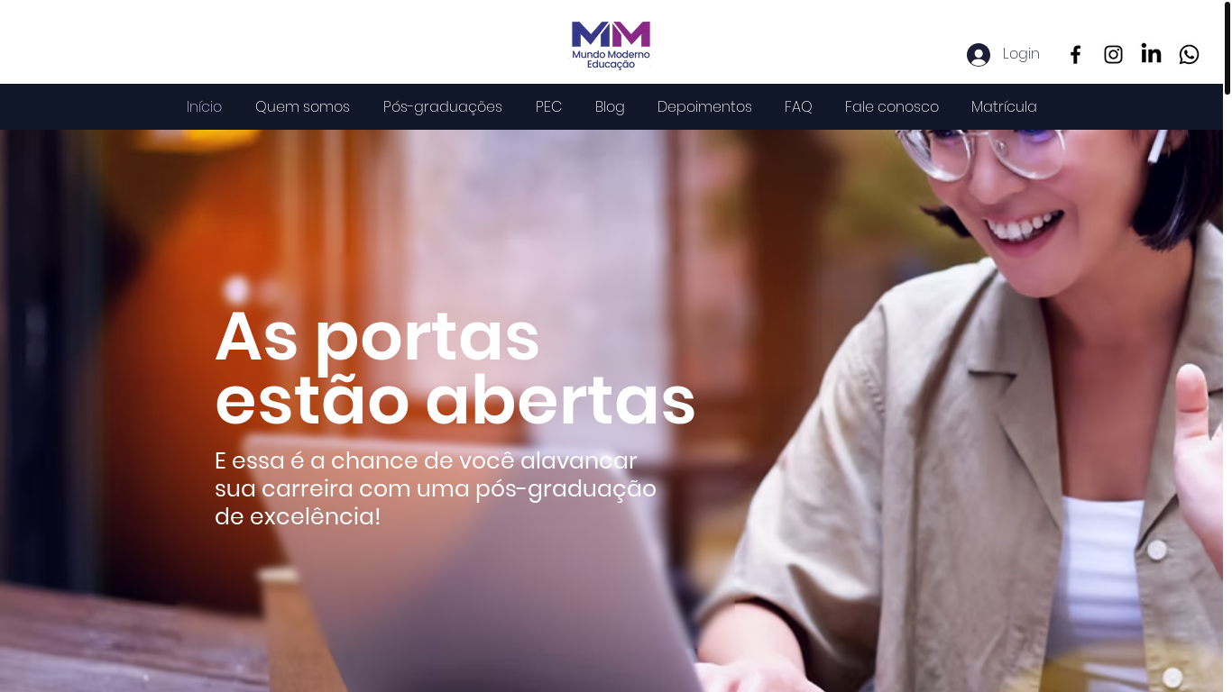 website screenshot of https://mundomodernoeducacao.com/
