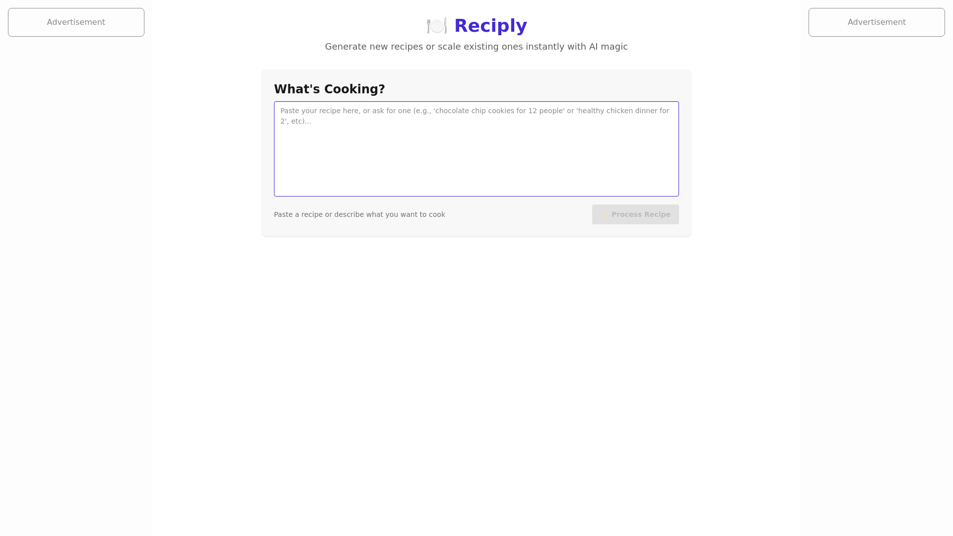 website screenshot of https://scalemyrecipe.app/