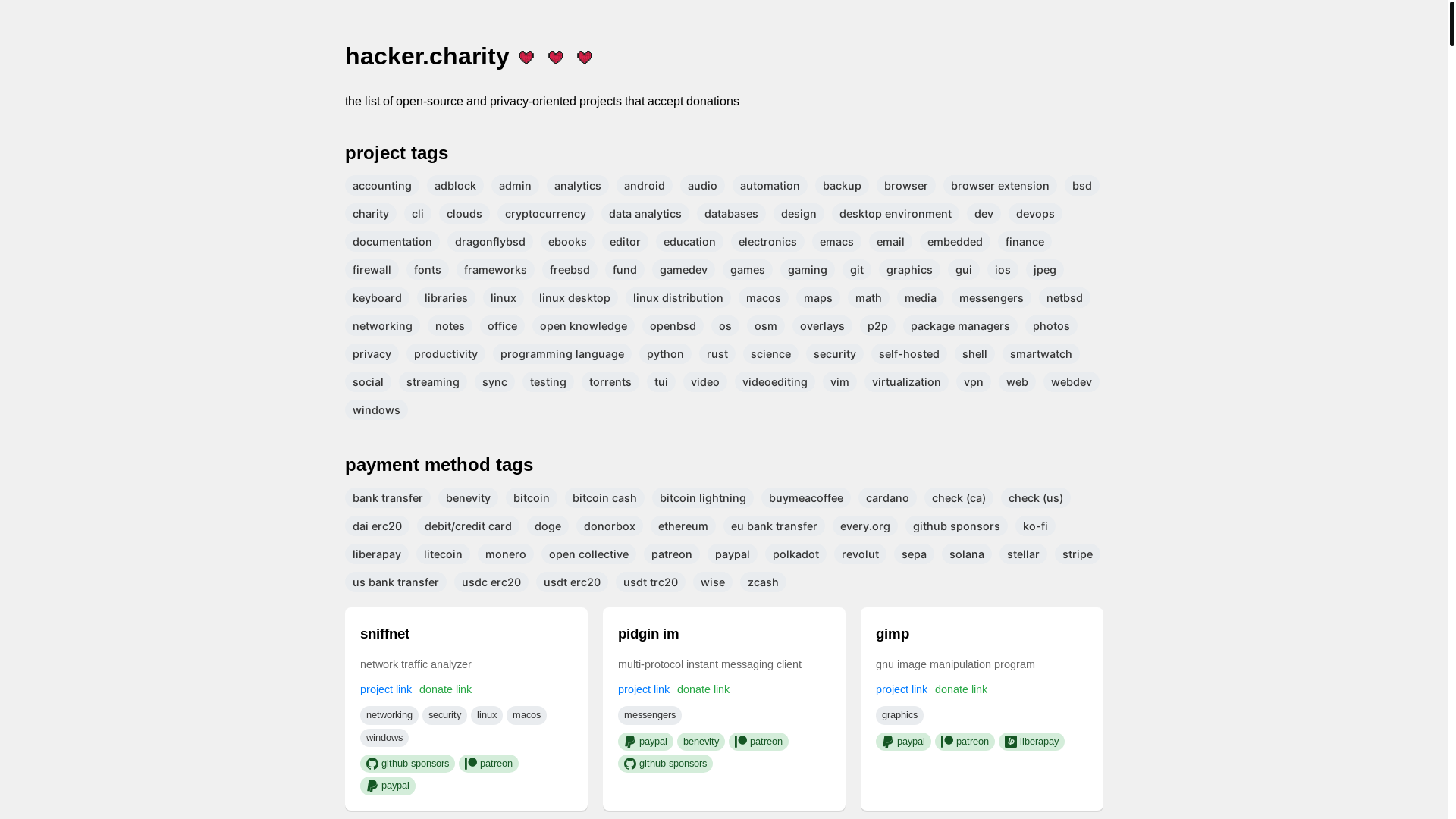 website screenshot of https://hacker-charity.pages.dev/