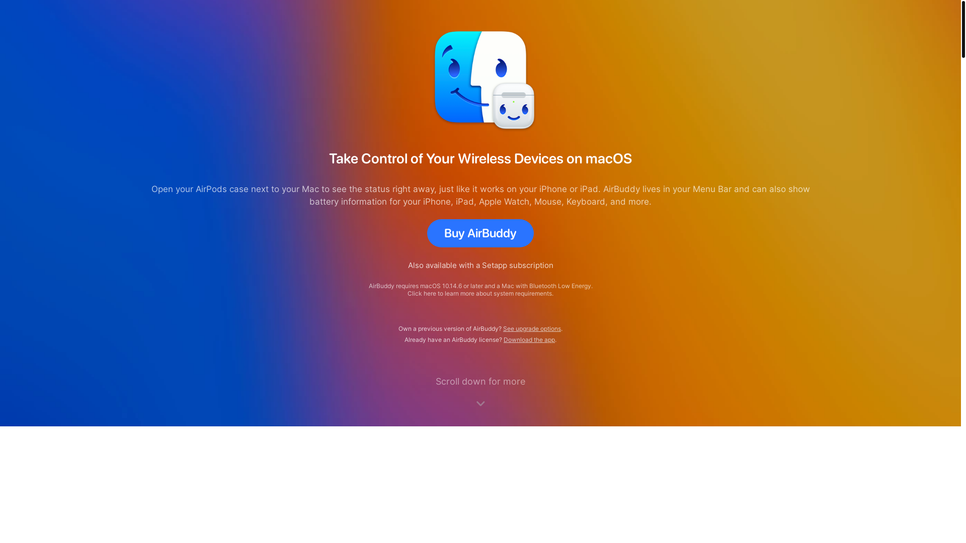 website screenshot of https://airbuddy.app