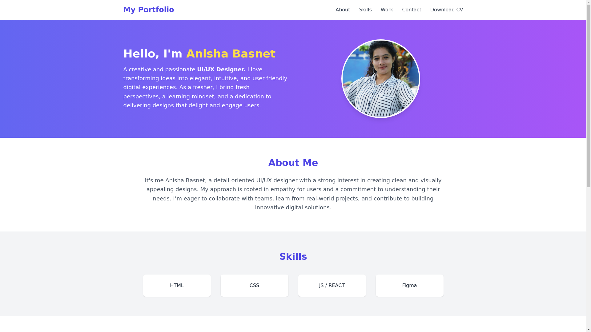 website screenshot of https://anishabasnet.com.np/