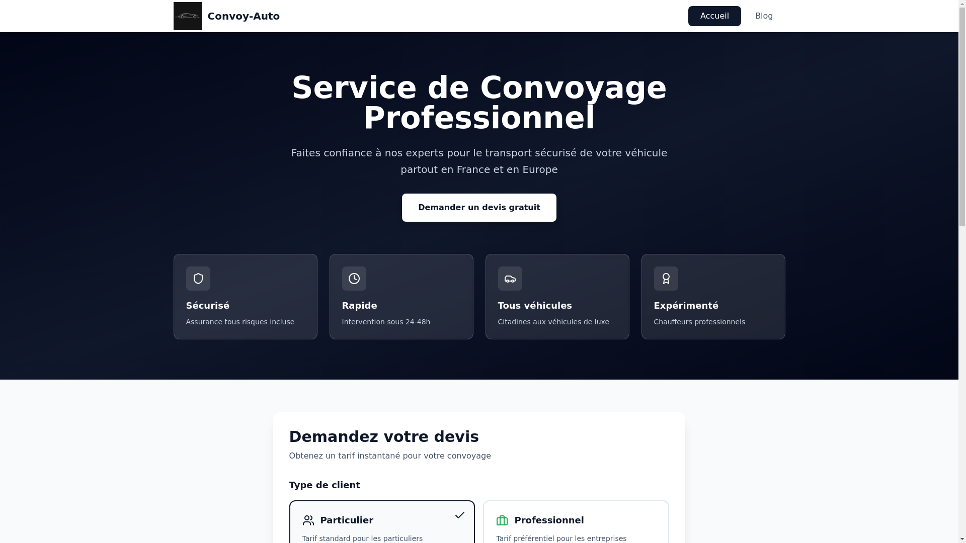 website screenshot of https://driveconvoi.com/
