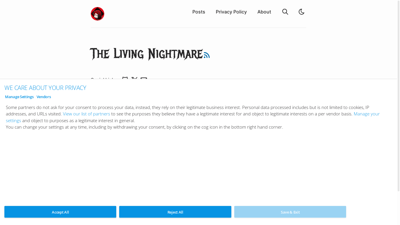 website screenshot of https://thelivingnightmare.pages.dev/