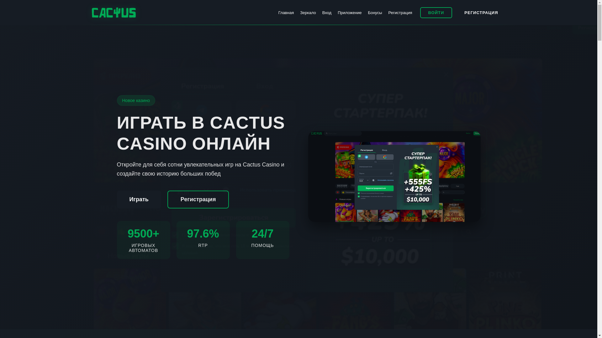 website screenshot of https://cactus-and-slots.casino/