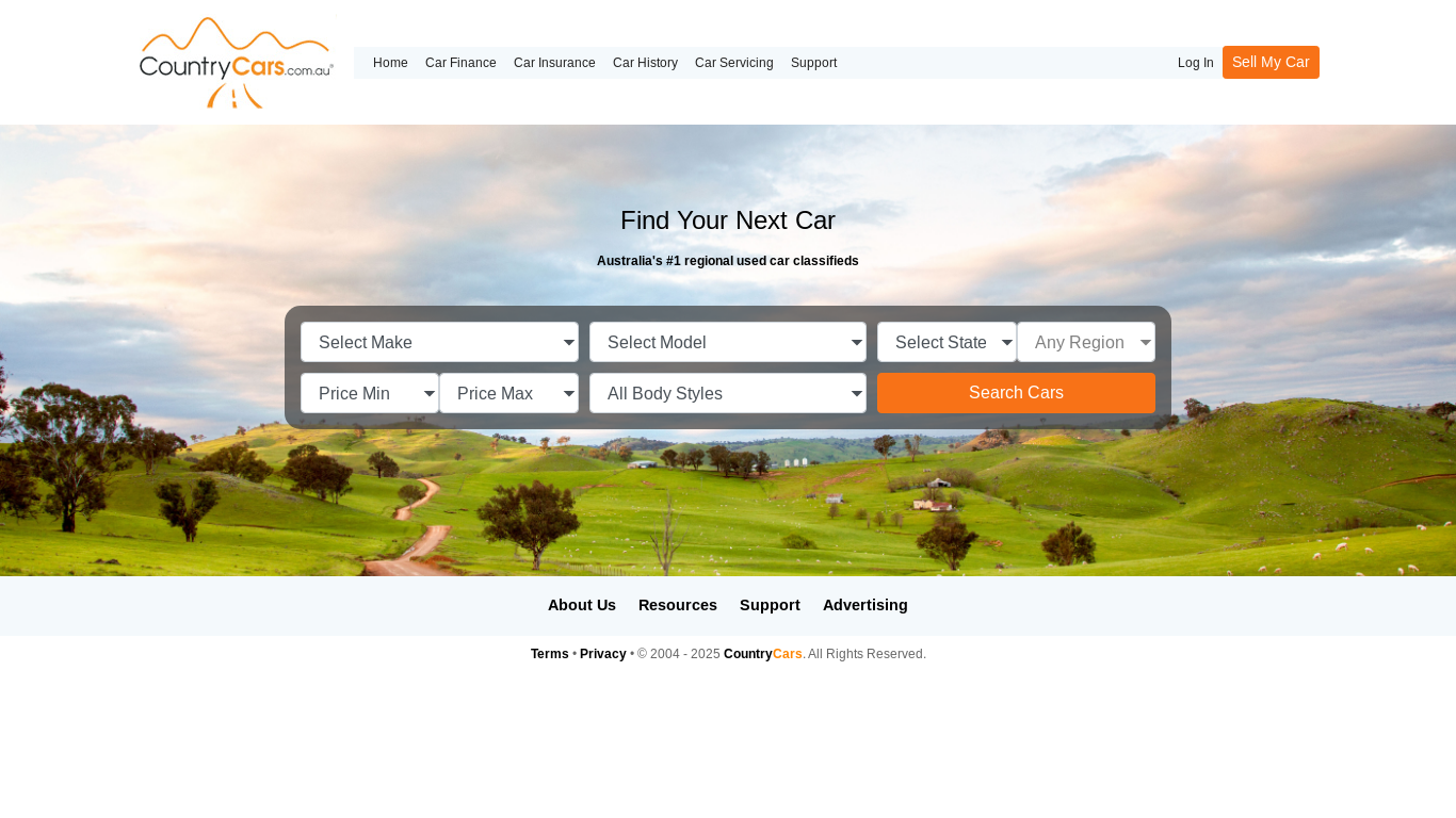 website screenshot of https://countrycars.com.au/