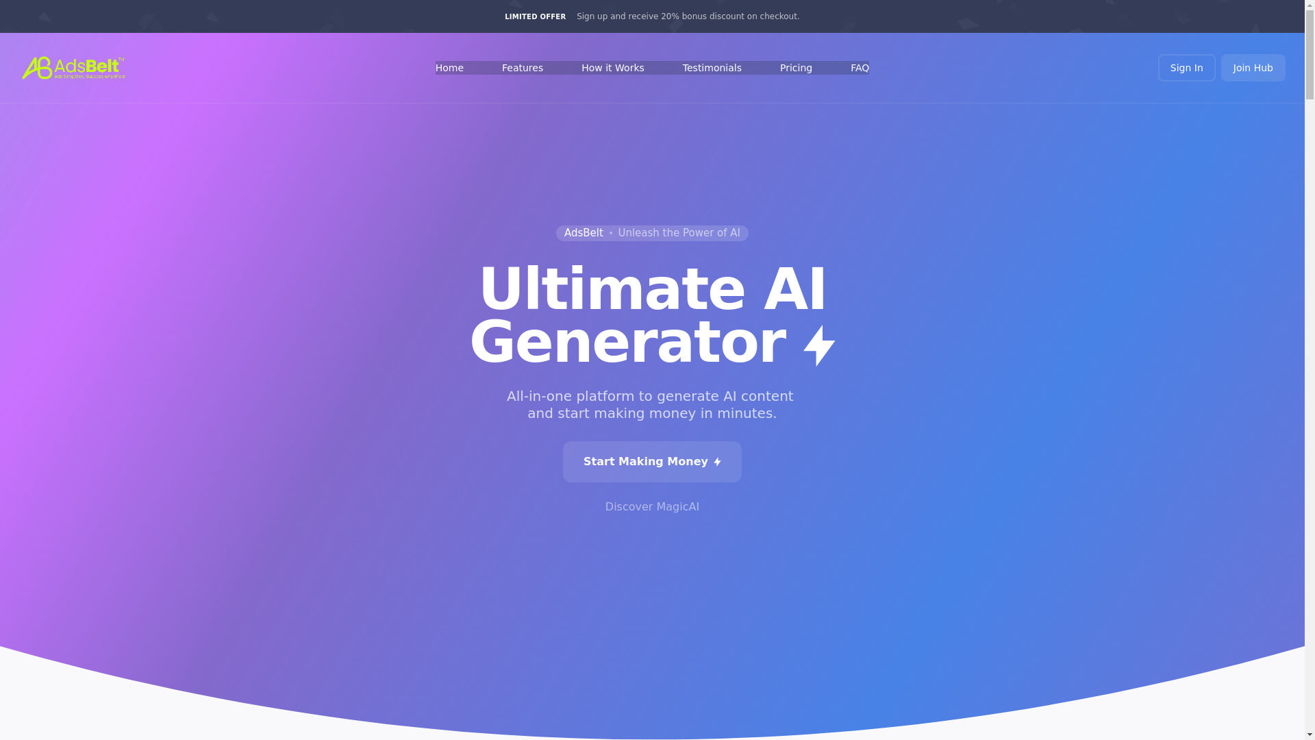 website screenshot of https://adsbelt.ai/