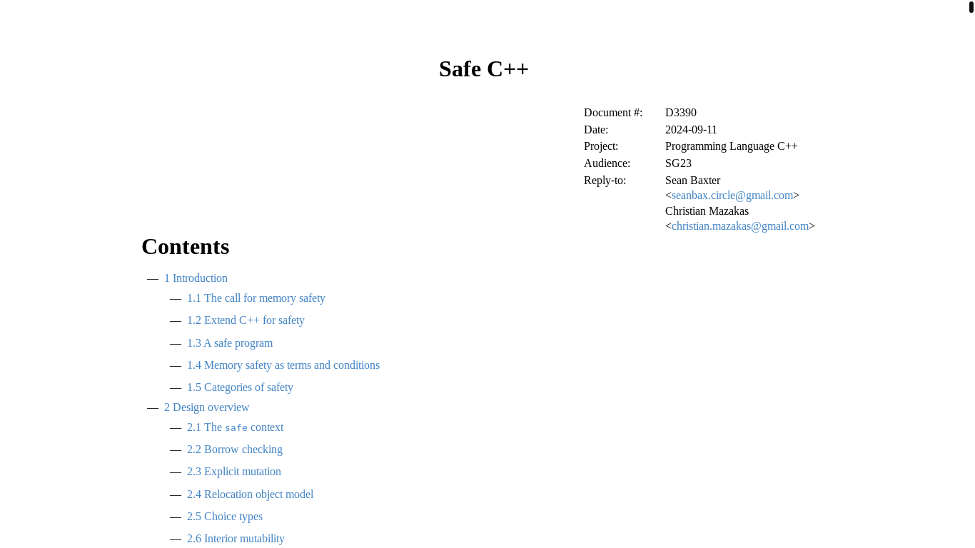 website screenshot of https://safecpp.org/