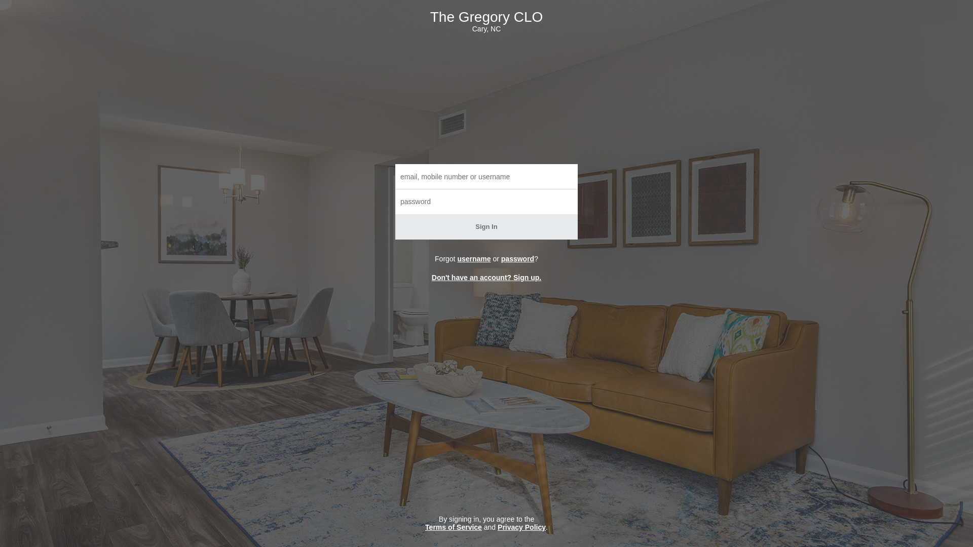 website screenshot of http://the-gregory-clo.residentservice.com/