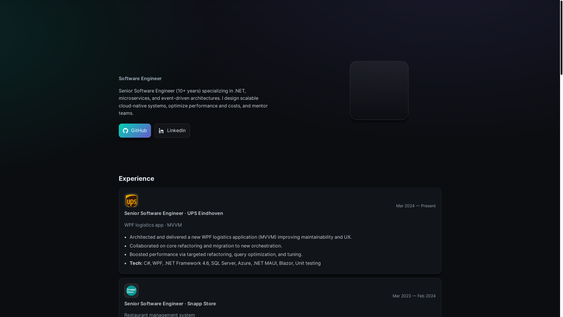 website screenshot of https://nimanosrati.dev/