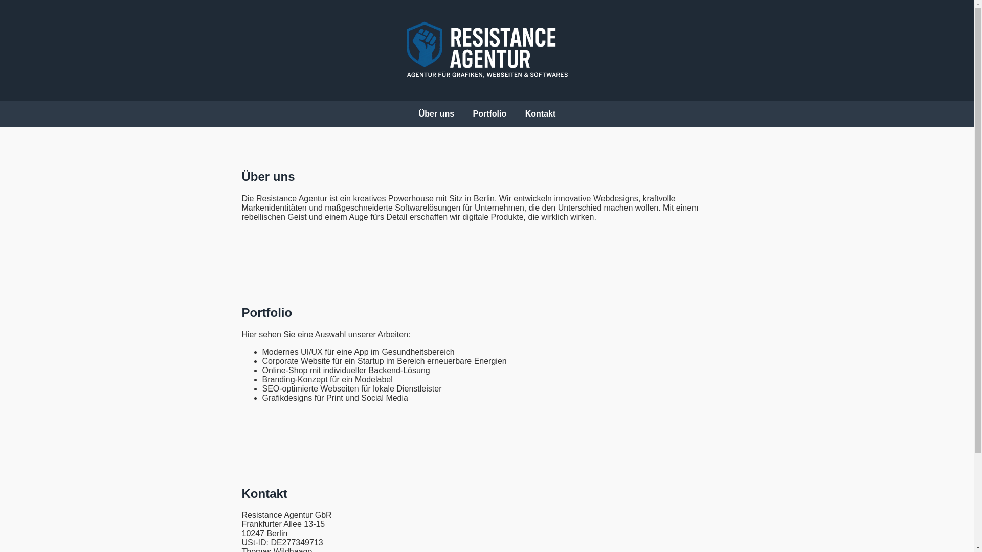 website screenshot of https://resistance-agentur.de/