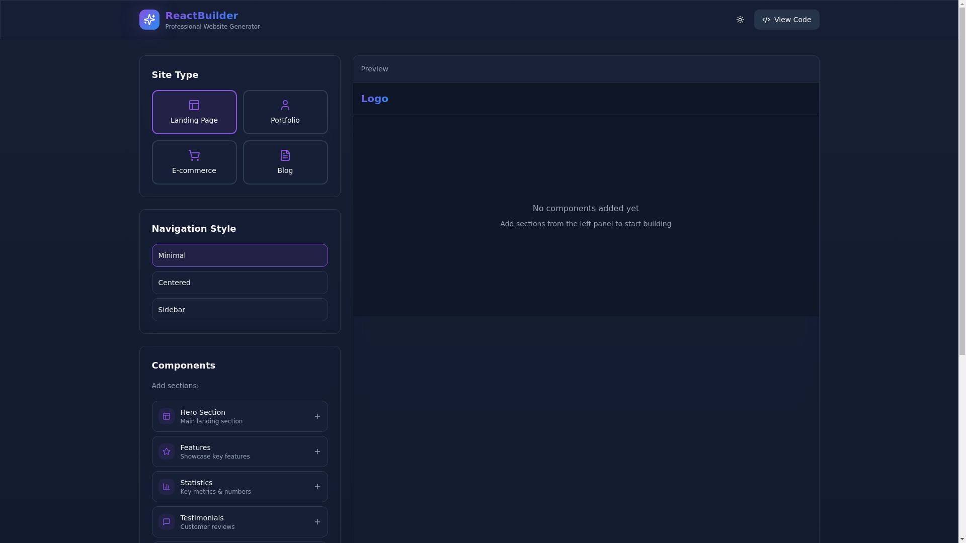 website screenshot of https://react-gen.pages.dev/