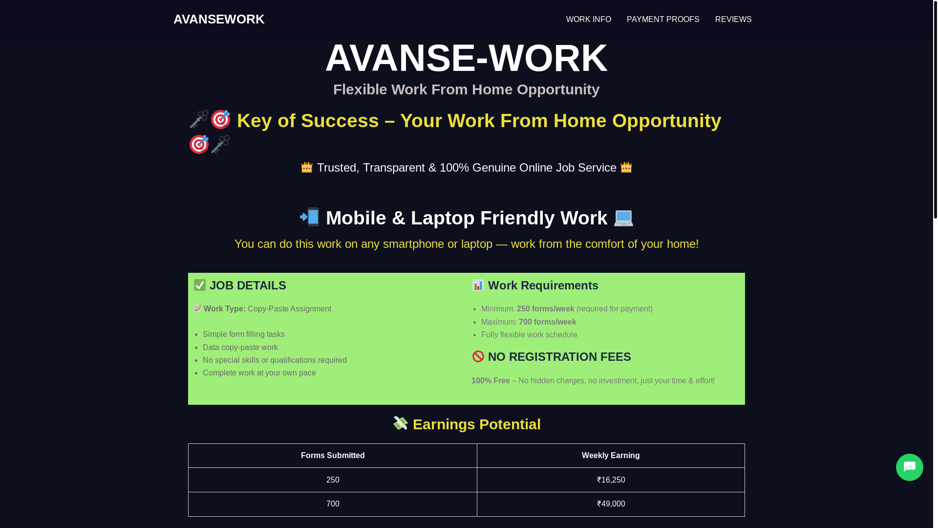 website screenshot of https://avansework.site/