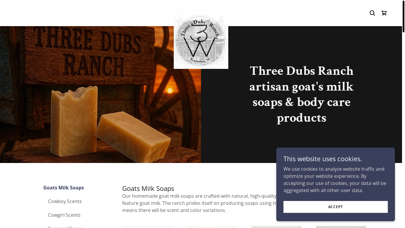 website screenshot of https://threedubsranch.org/