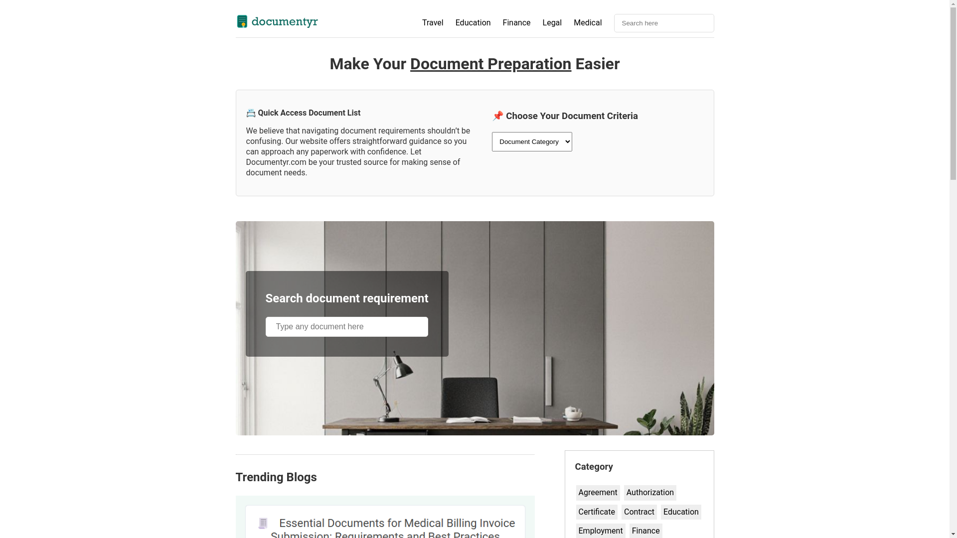 website screenshot of https://documentyr.com/