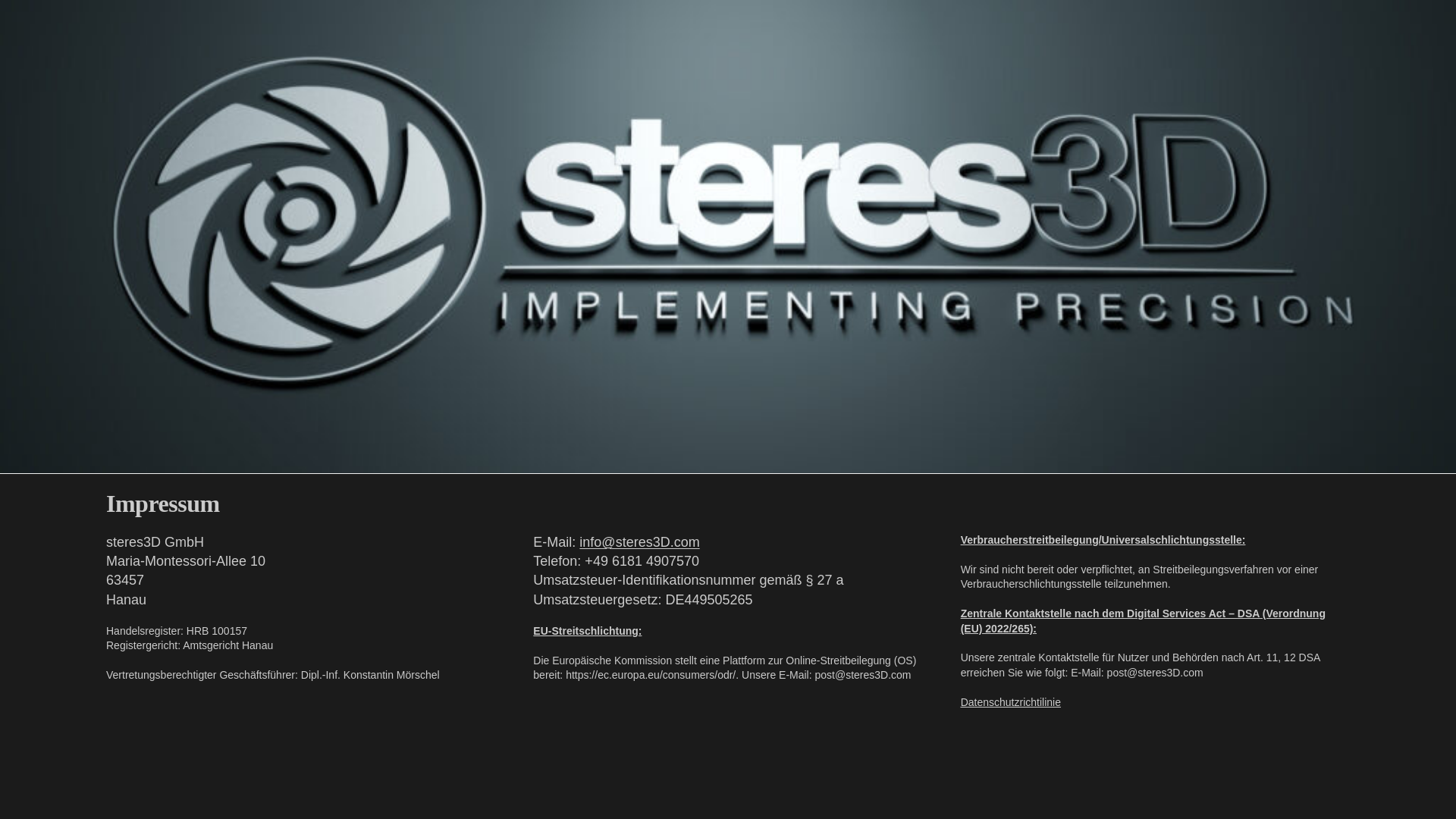 website screenshot of https://steres3d.ch/