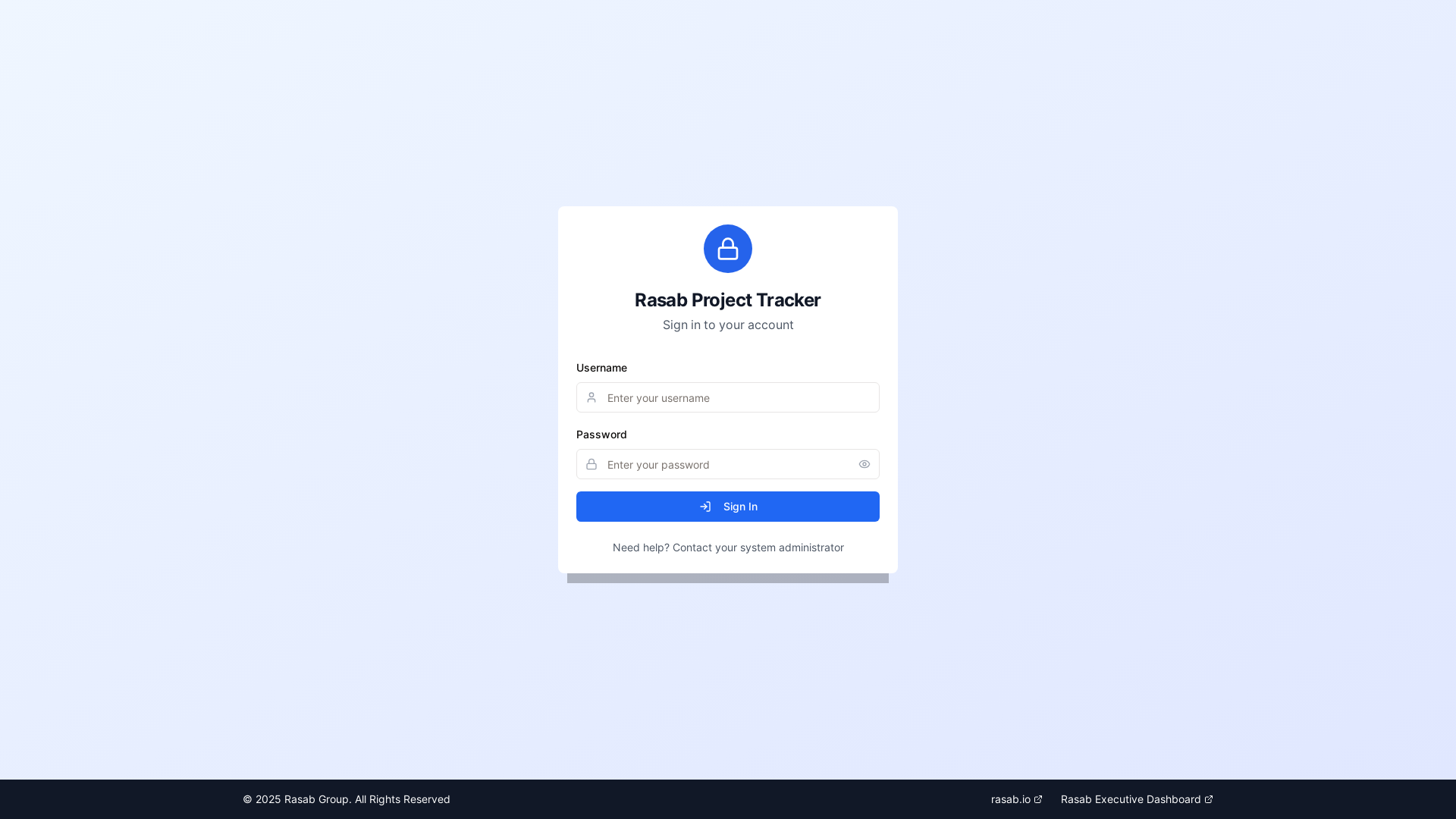website screenshot of https://rasabprojecttracker.com/